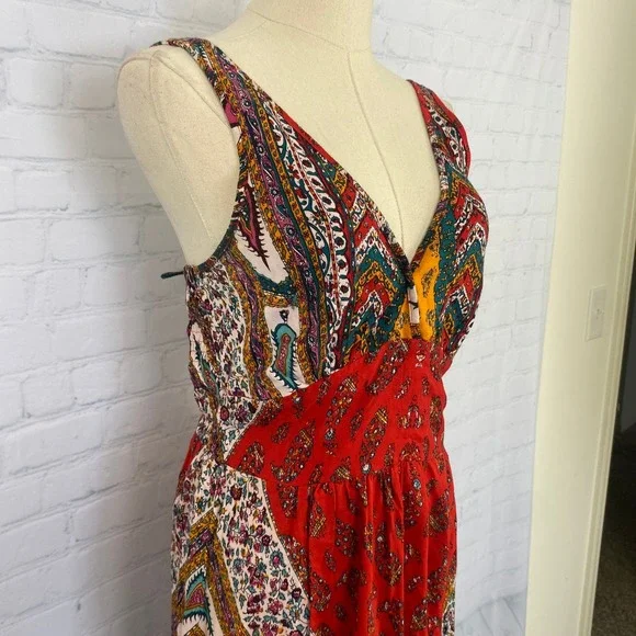 Vintage Y2K Angie Boho Paisley V Neck Maxi Dress Small - Picture 3 of 15